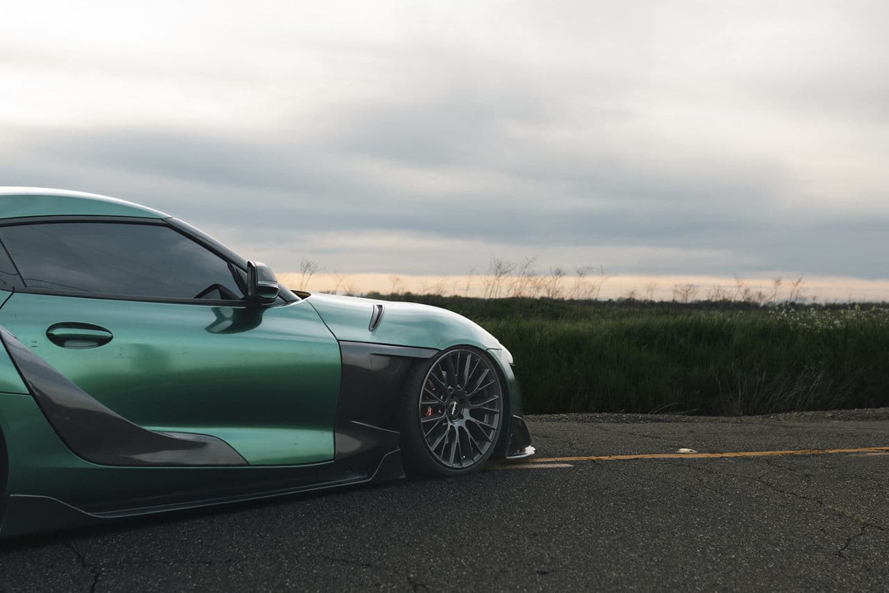 Side profile of 2021 Toyota Supra with wheels