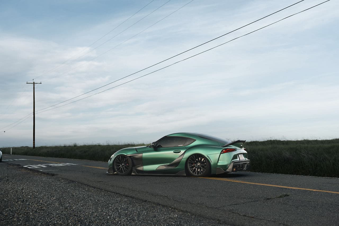 Rear view of 2021 Toyota Supra with wheels