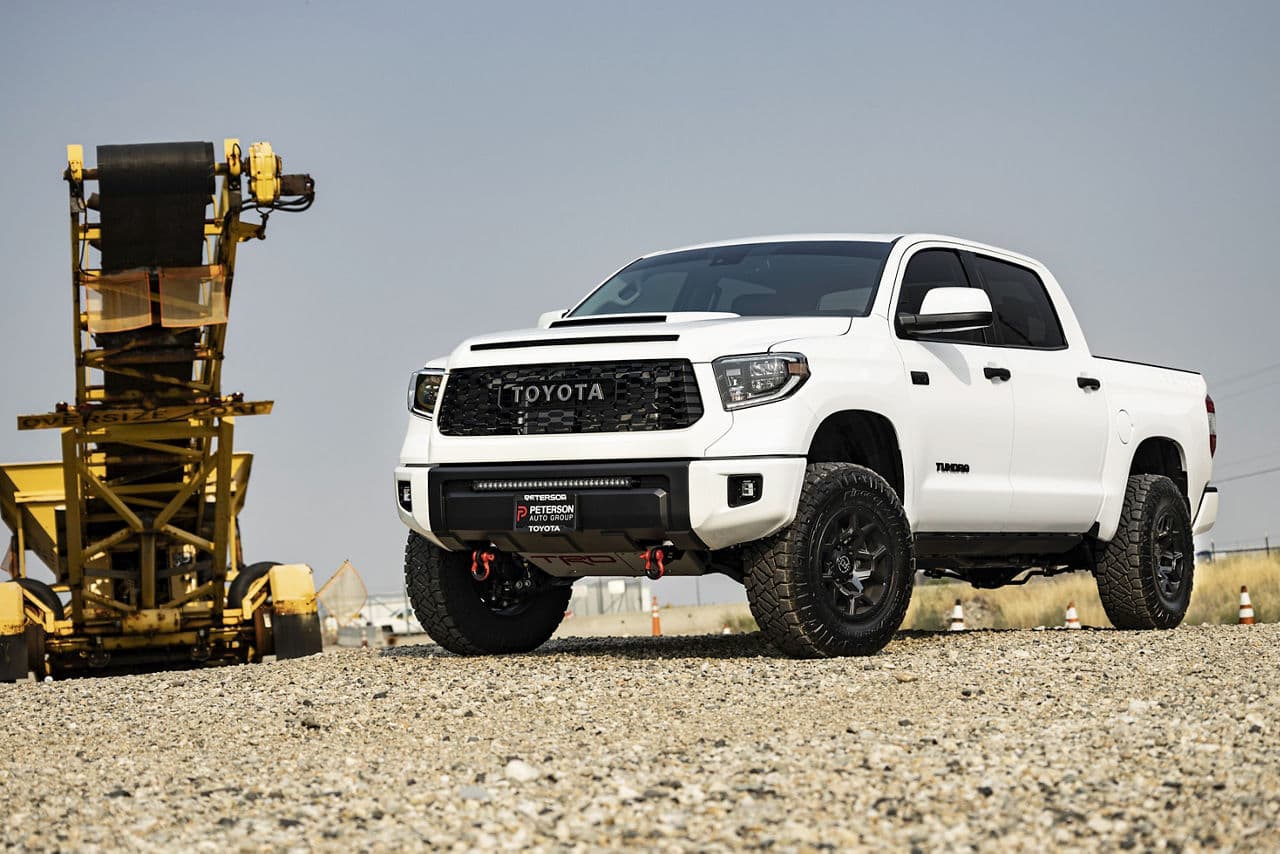 Front view of 2021 Toyota Tundra with truck suv wheels
