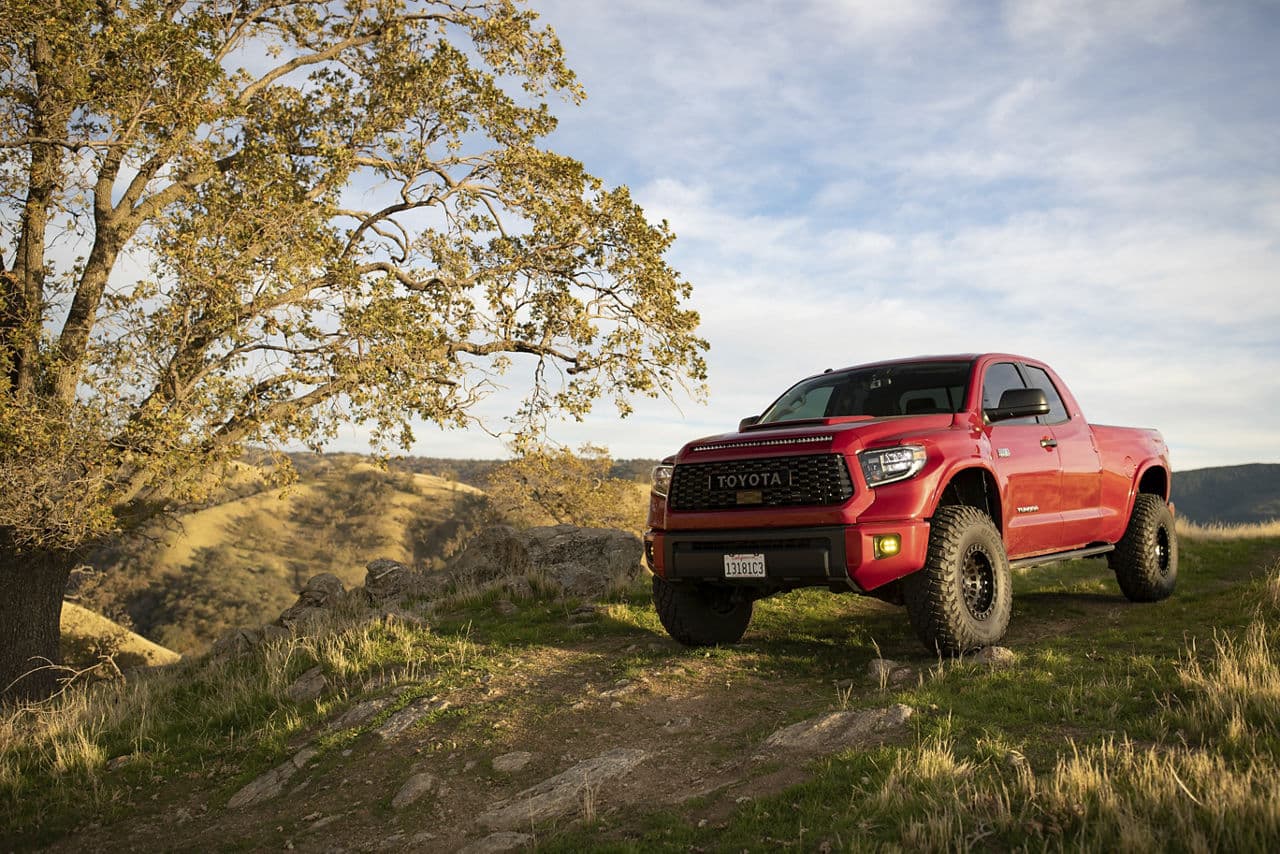 Front view of 2021 Toyota Tundra with truck suv wheels