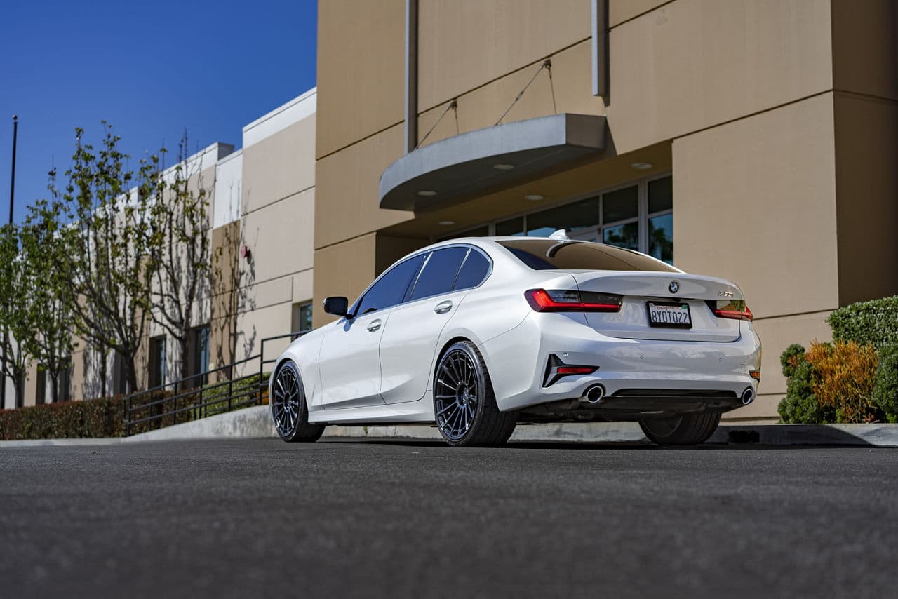 Side profile of 2022 BMW 3 Series with wheels