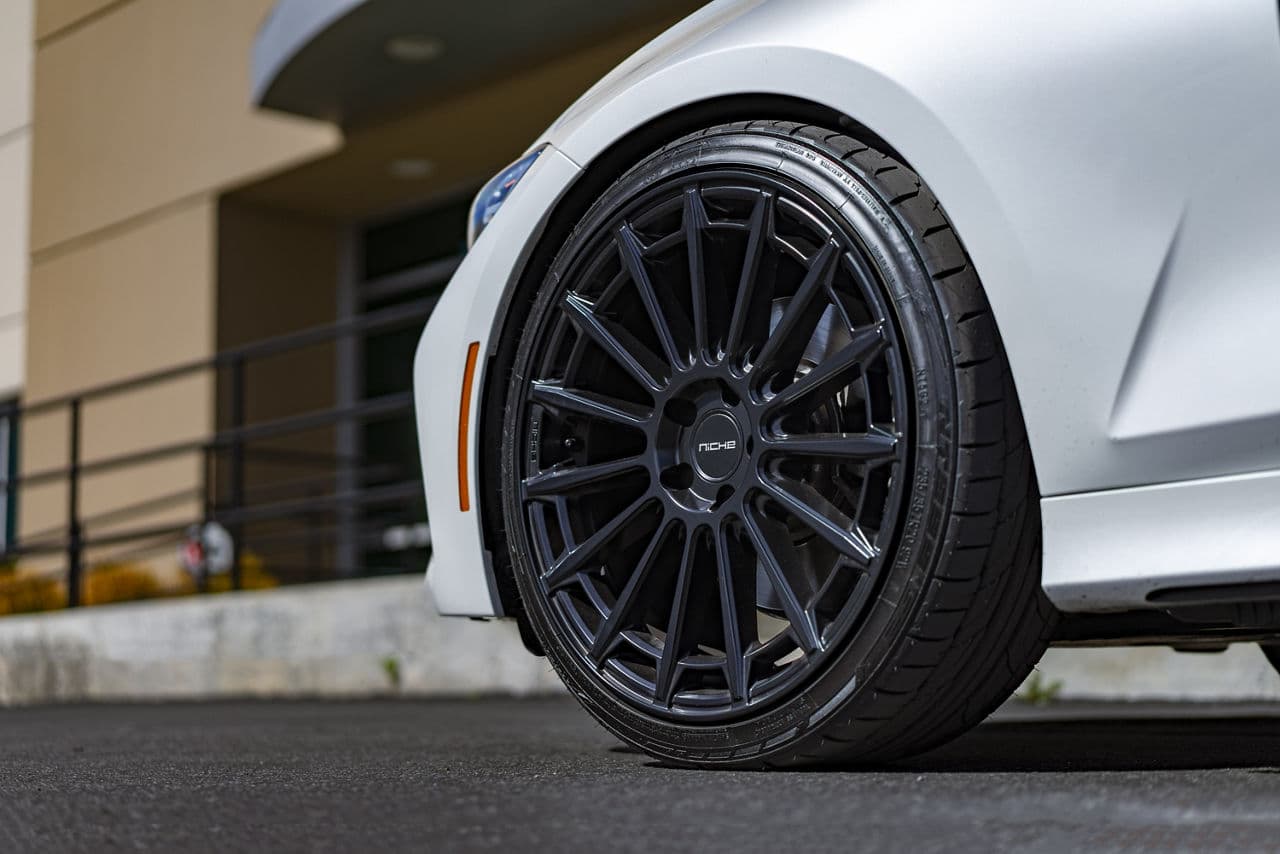 Rear view of 2022 BMW 3 Series with wheels