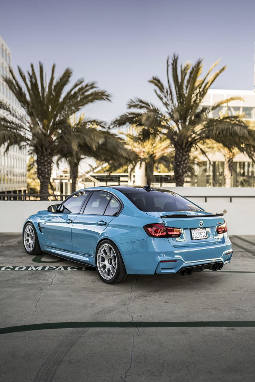 Interior of 2022 BMW M3 with wheels