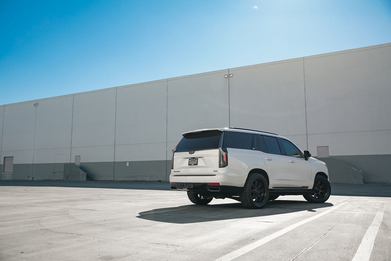 Rear view of 2022 Cadillac Escalade with truck suv wheels