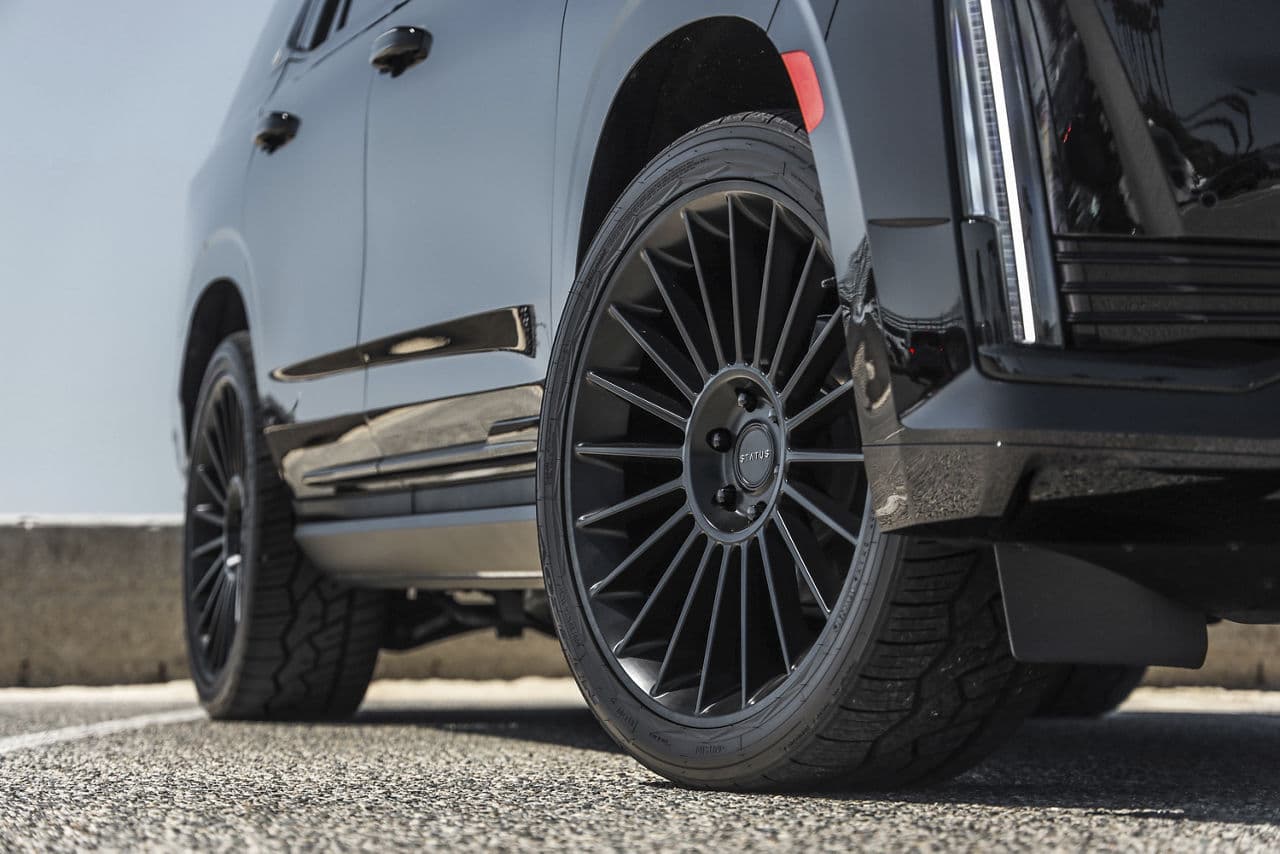Detail view of 2022 Cadillac Escalade with wheels
