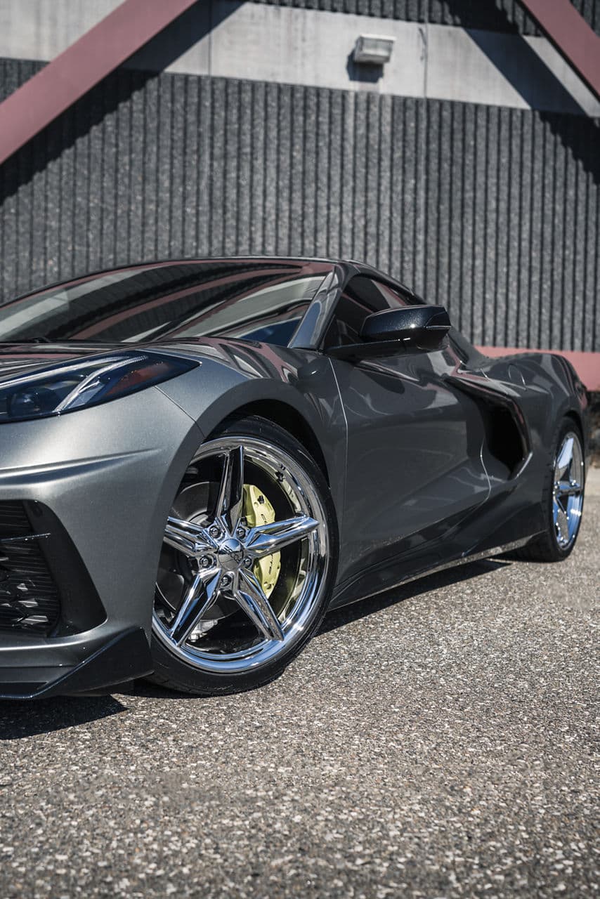 Side profile of 2022 Chevrolet Corvette with wheels