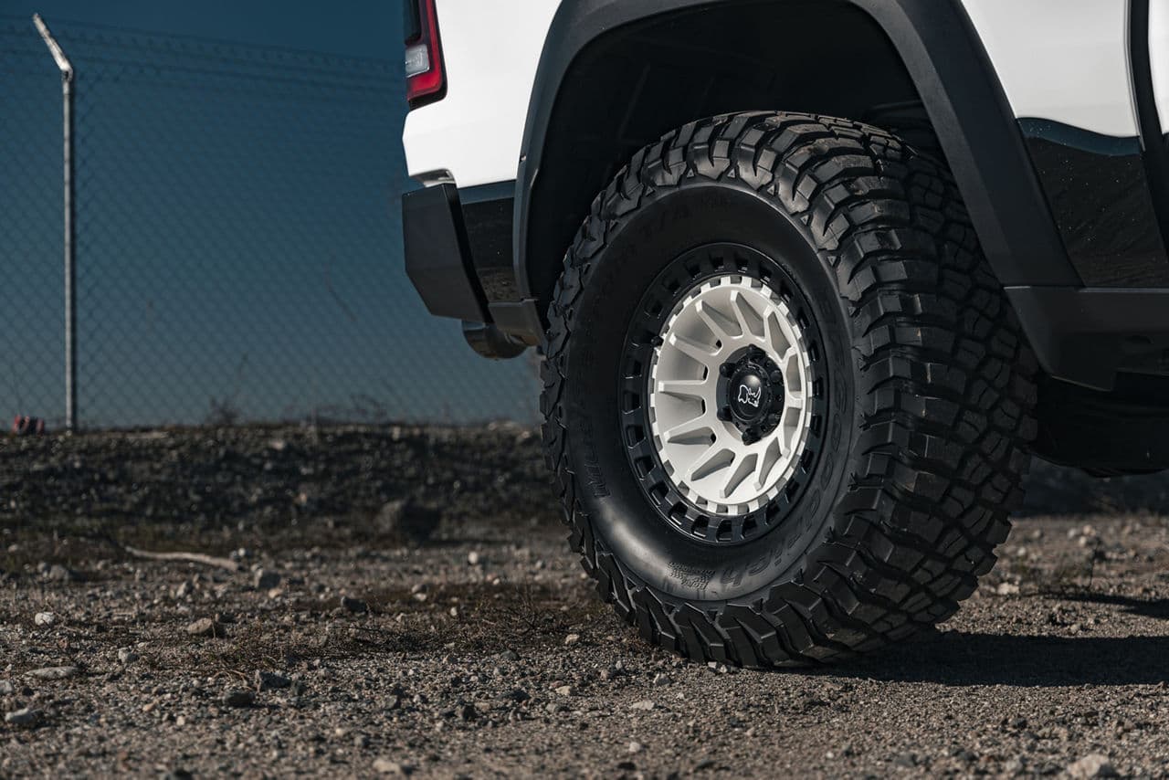 Rear view of 2022 Dodge Ram 1500 TRX with truck suv wheels