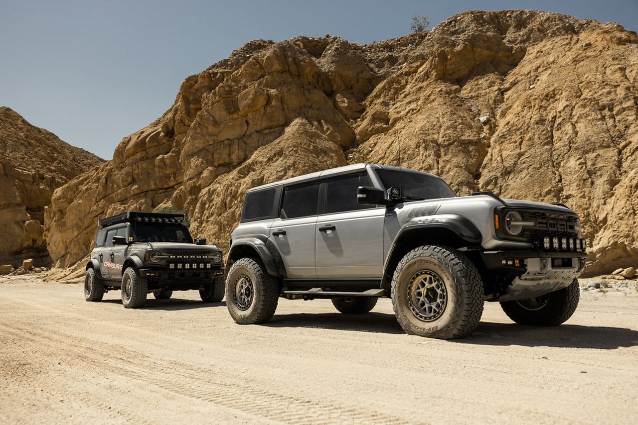 Detail view of 2022 Ford Bronco Raptor with truck suv wheels