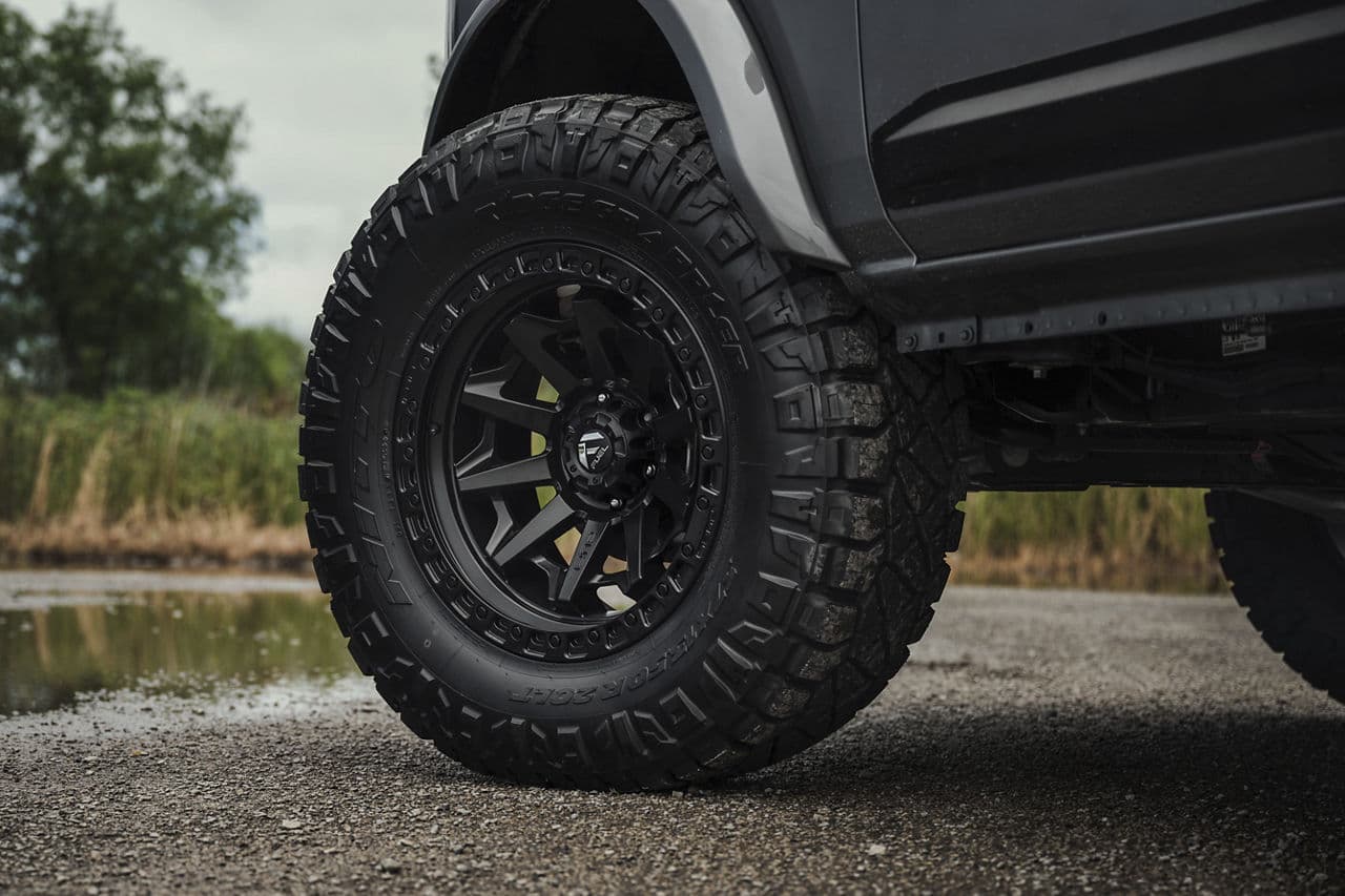 Detail view of 2022 Ford Bronco with truck suv wheels