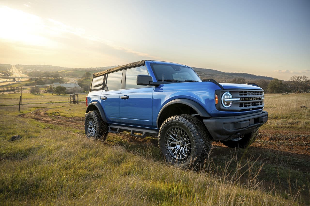 Detail view of 2022 Ford Bronco with truck suv wheels