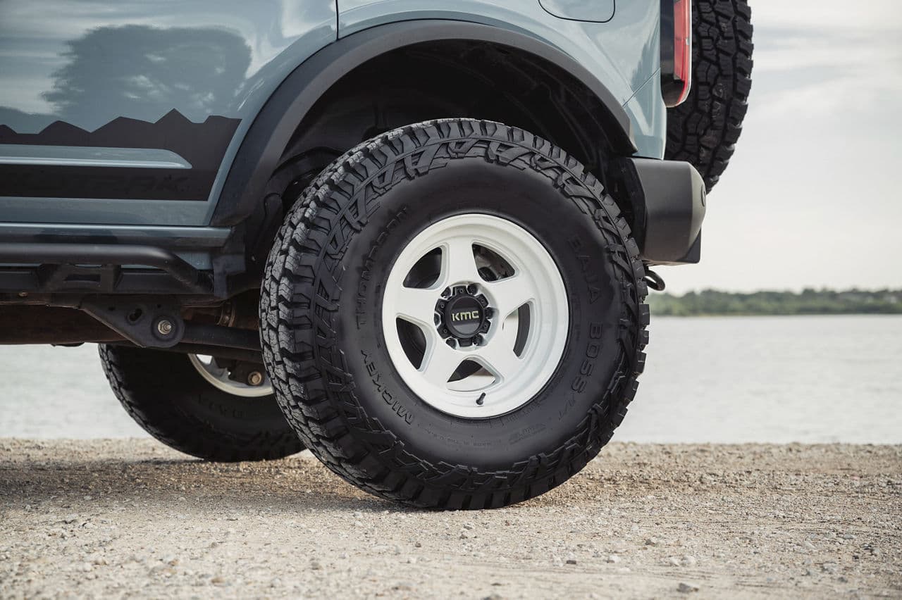 Interior of 2022 Ford Bronco with wheels