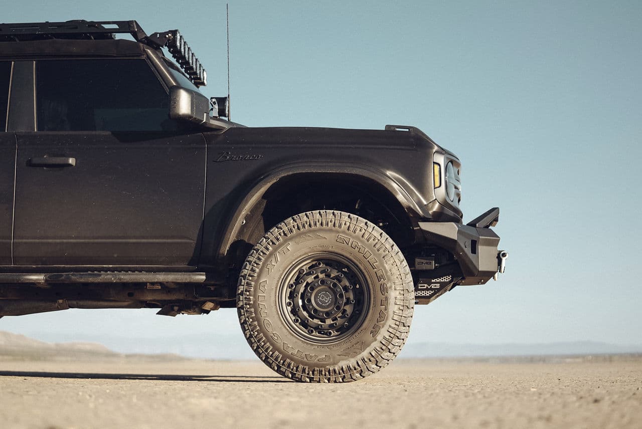 Rear view of 2022 Ford Bronco with wheels
