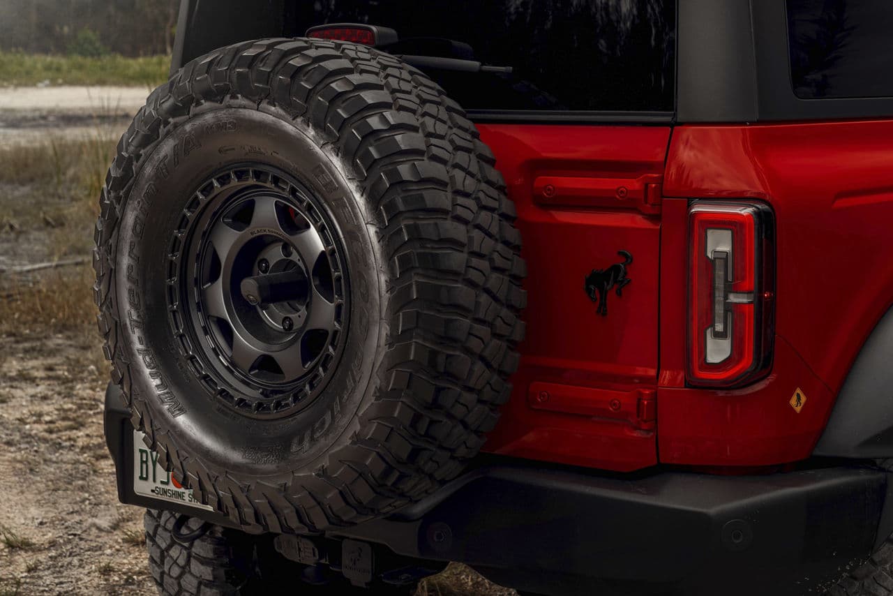 Interior of 2022 Ford Bronco with wheels