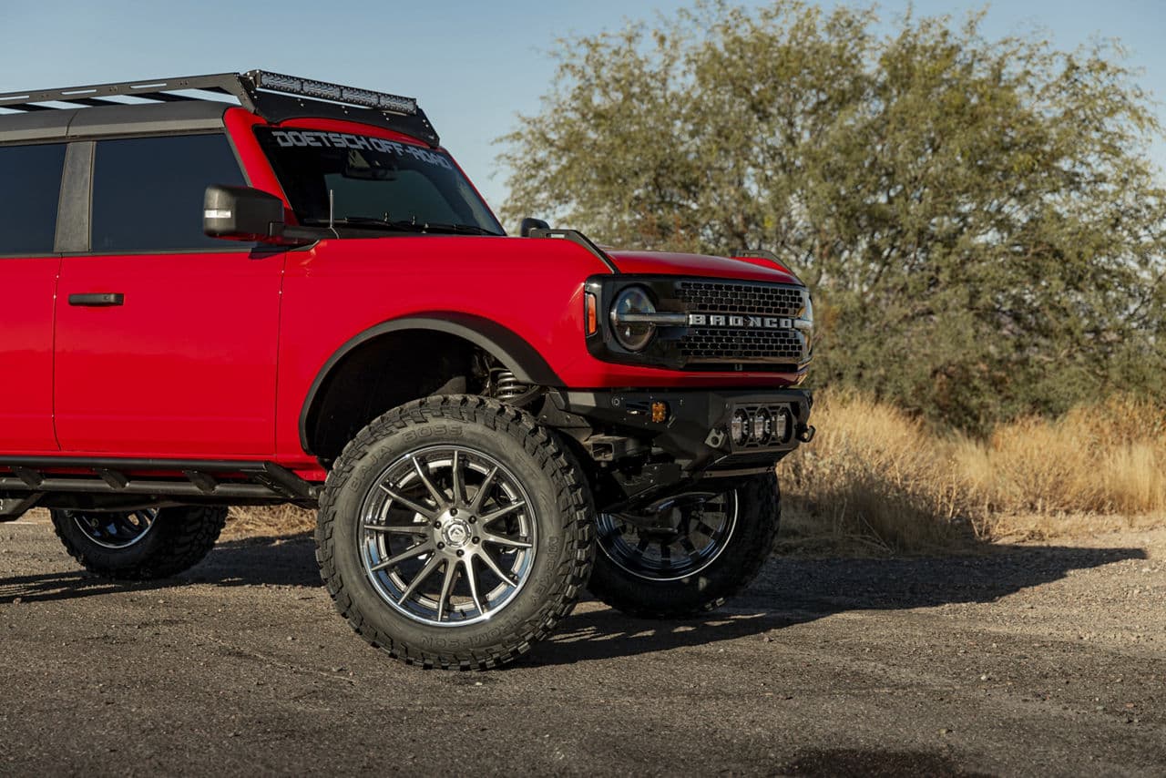Rear view of 2022 Ford Bronco with wheels