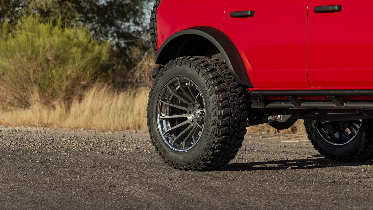 Detail view of 2022 Ford Bronco with wheels