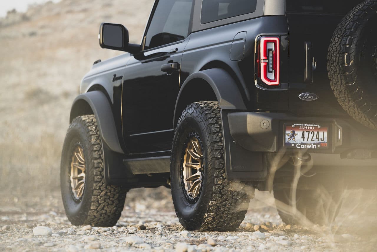 Rear view of 2022 Ford Bronco with wheels