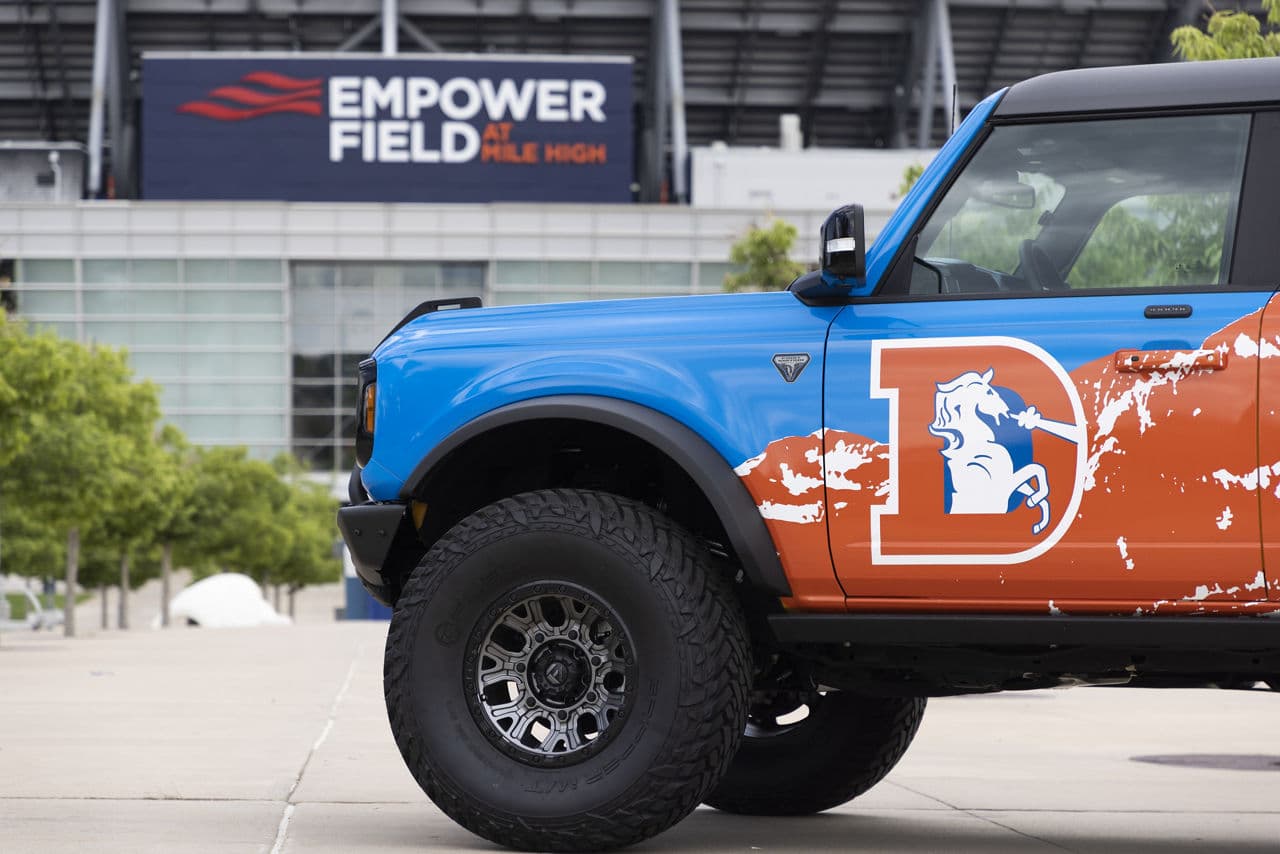 Interior of 2022 Ford Bronco with wheels
