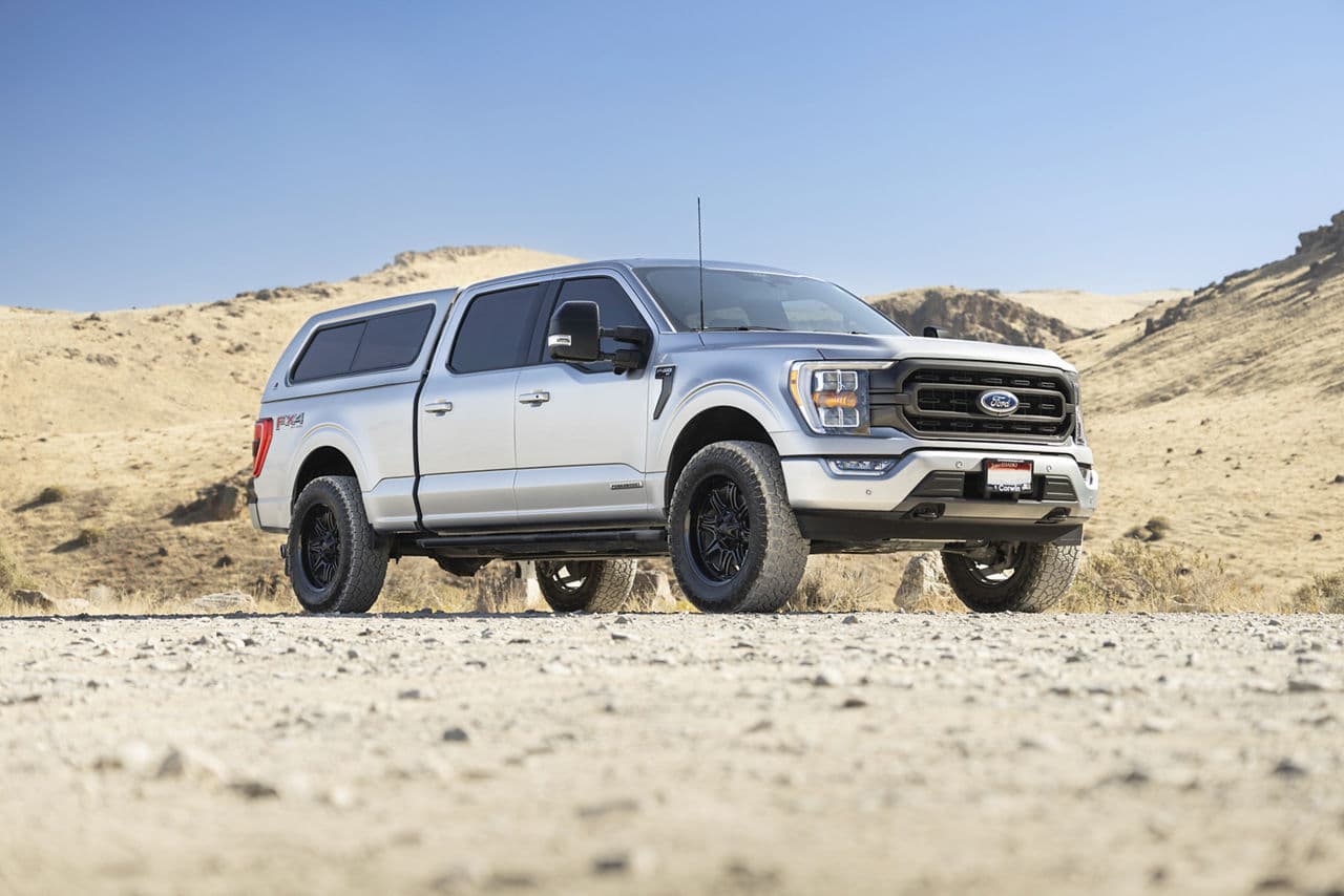 Front view of 2022 Ford F150 FX4 with truck suv wheels