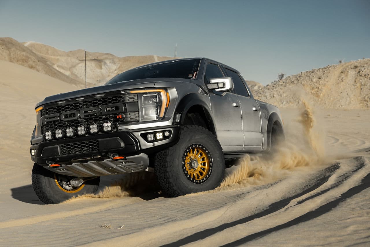 Detail view of 2022 Ford F150 Raptor with truck suv wheels