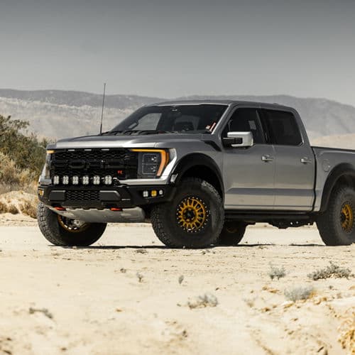 Detail view of 2022 Ford F150 Raptor with truck suv wheels