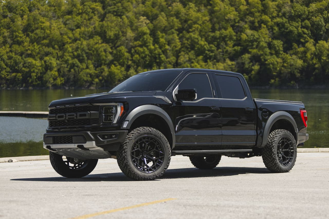 Front view of 2022 Ford F150 Raptor with truck suv wheels