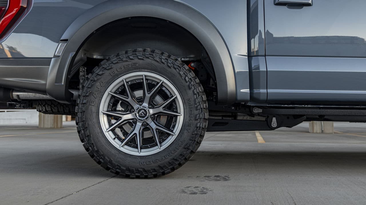 Interior of 2022 Ford F150 Raptor with wheels