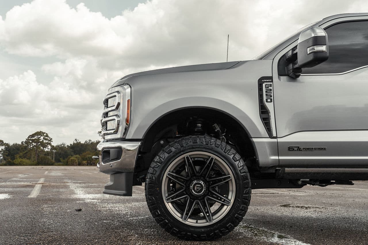 Rear view of 2022 Ford F250 with truck suv wheels