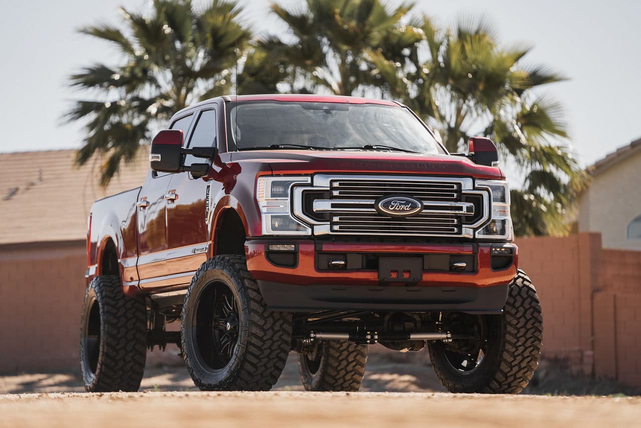 Front view of 2022 Ford F350 with truck suv wheels