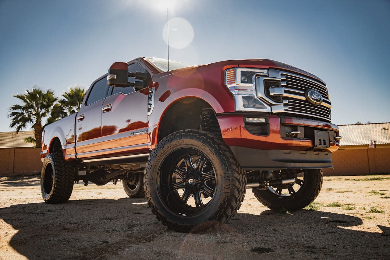 Side profile of 2022 Ford F350 with truck suv wheels