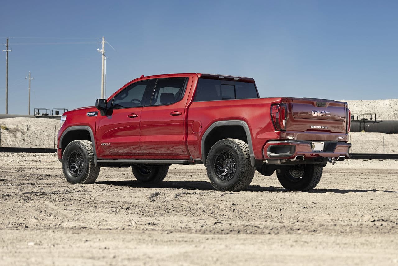 Rear view of 2022 GMC Sierra with truck suv wheels
