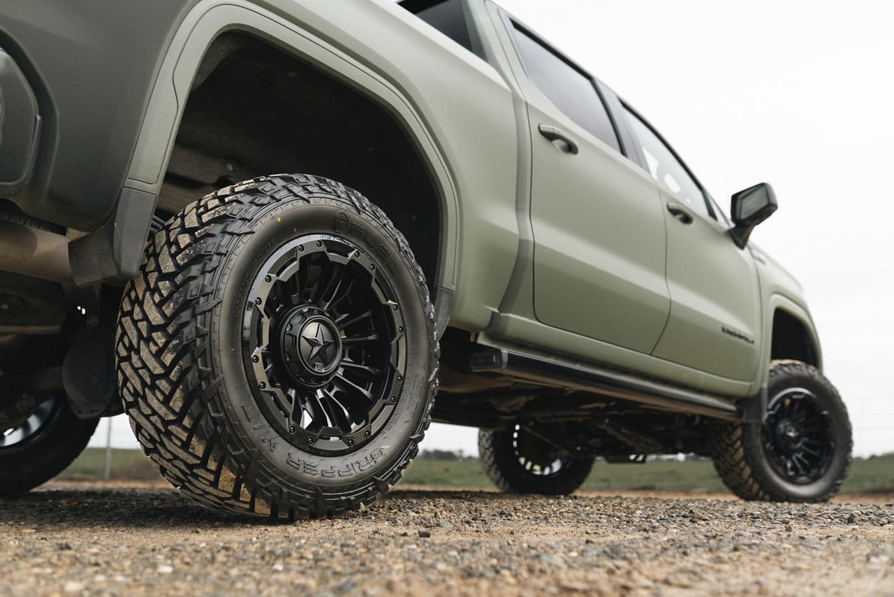 Interior of 2022 GMC Sierra with truck suv wheels
