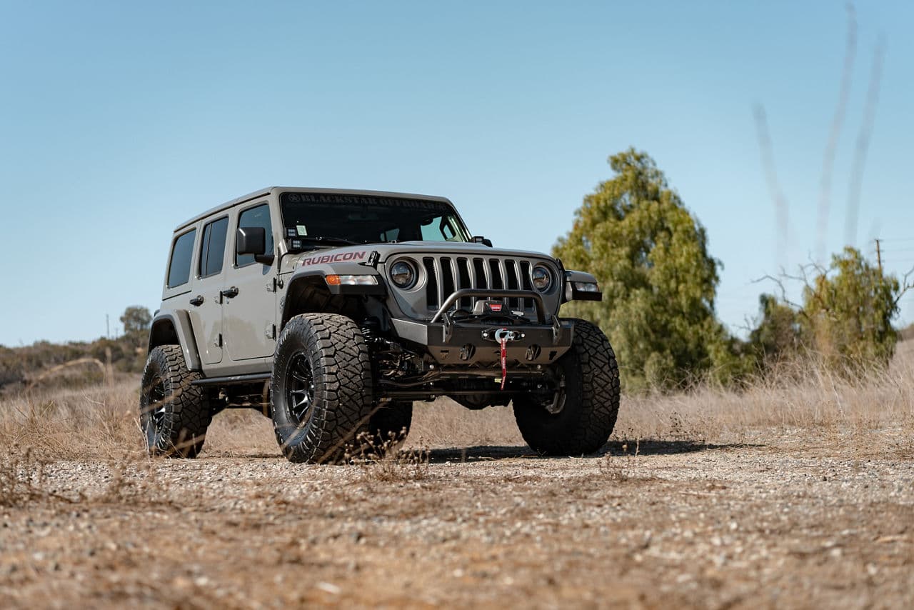 Front view of 2022 Jeep Wrangler with wheels