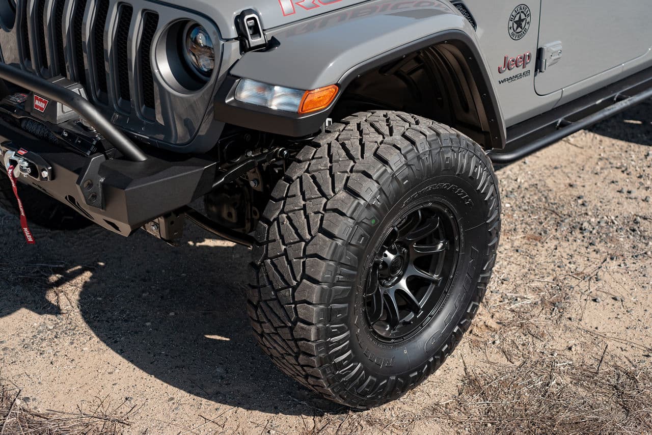 Interior of 2022 Jeep Wrangler with wheels