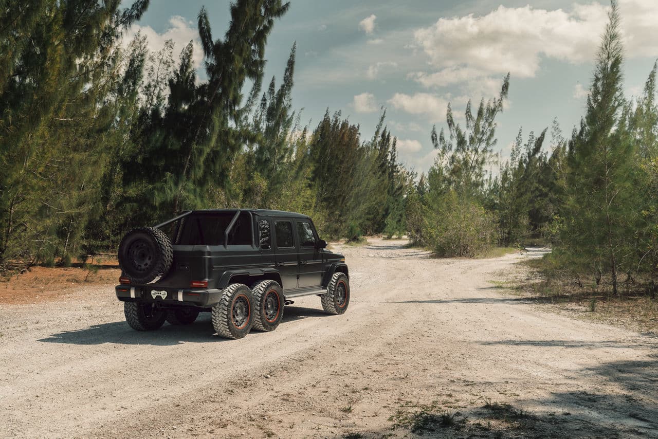 Side profile of 2022 Mercedes-Benz G63 6x6 with wheels