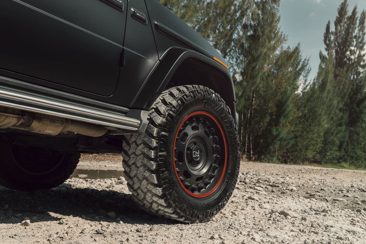 Rear view of 2022 Mercedes-Benz G63 6x6 with wheels