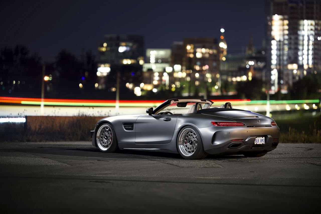 Rear view of 2022 Mercedes-Benz SL Roadster with wheels