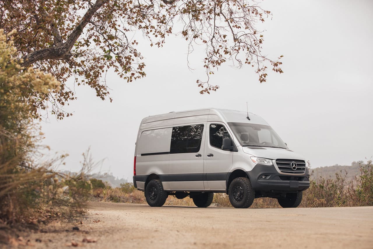 Front view of 2022 Mercedes-Benz Sprinter with truck suv wheels