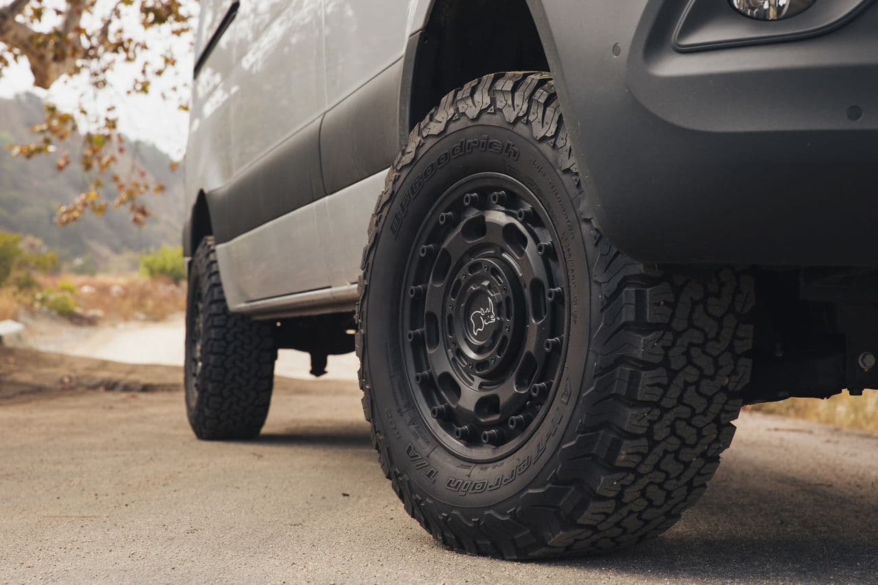 Rear view of 2022 Mercedes-Benz Sprinter with truck suv wheels