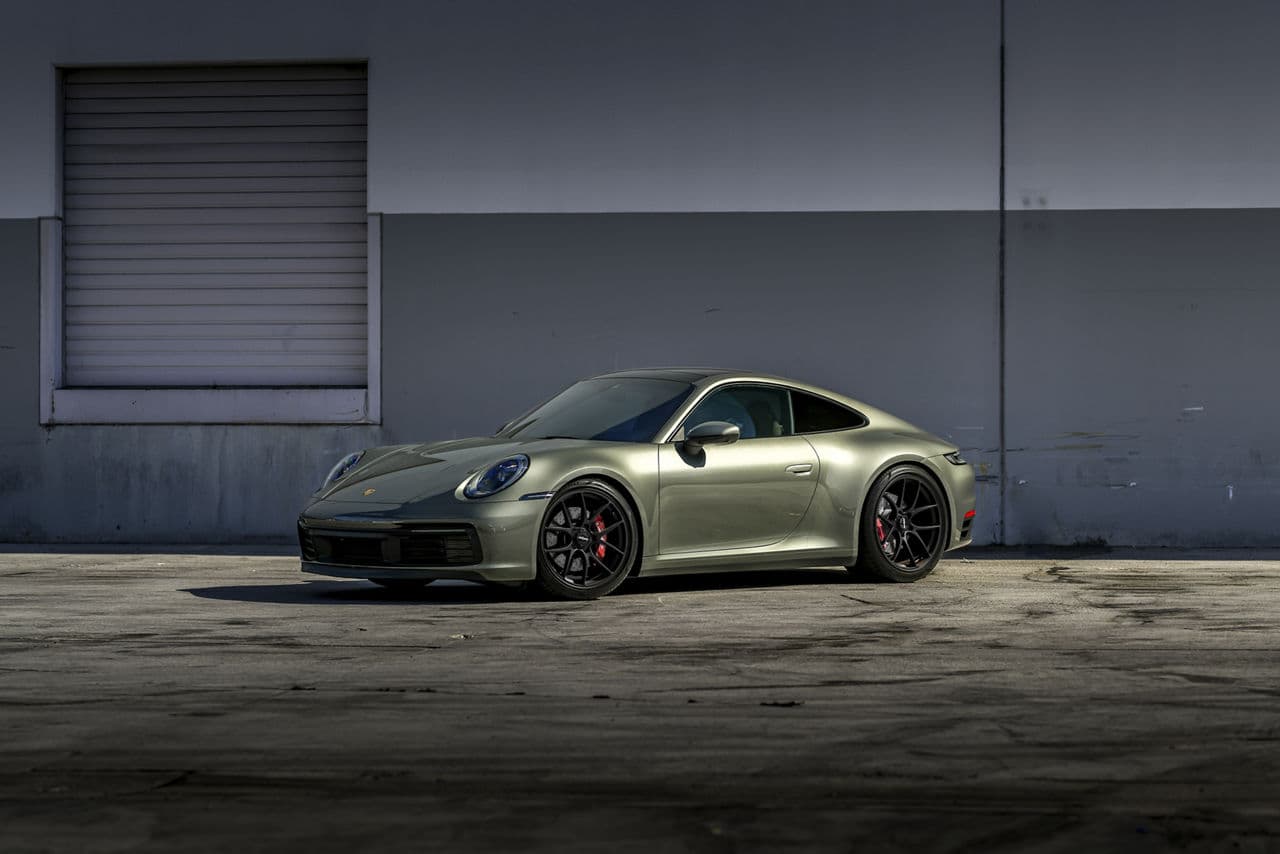 Rear view of 2022 Porsche 992 with wheels