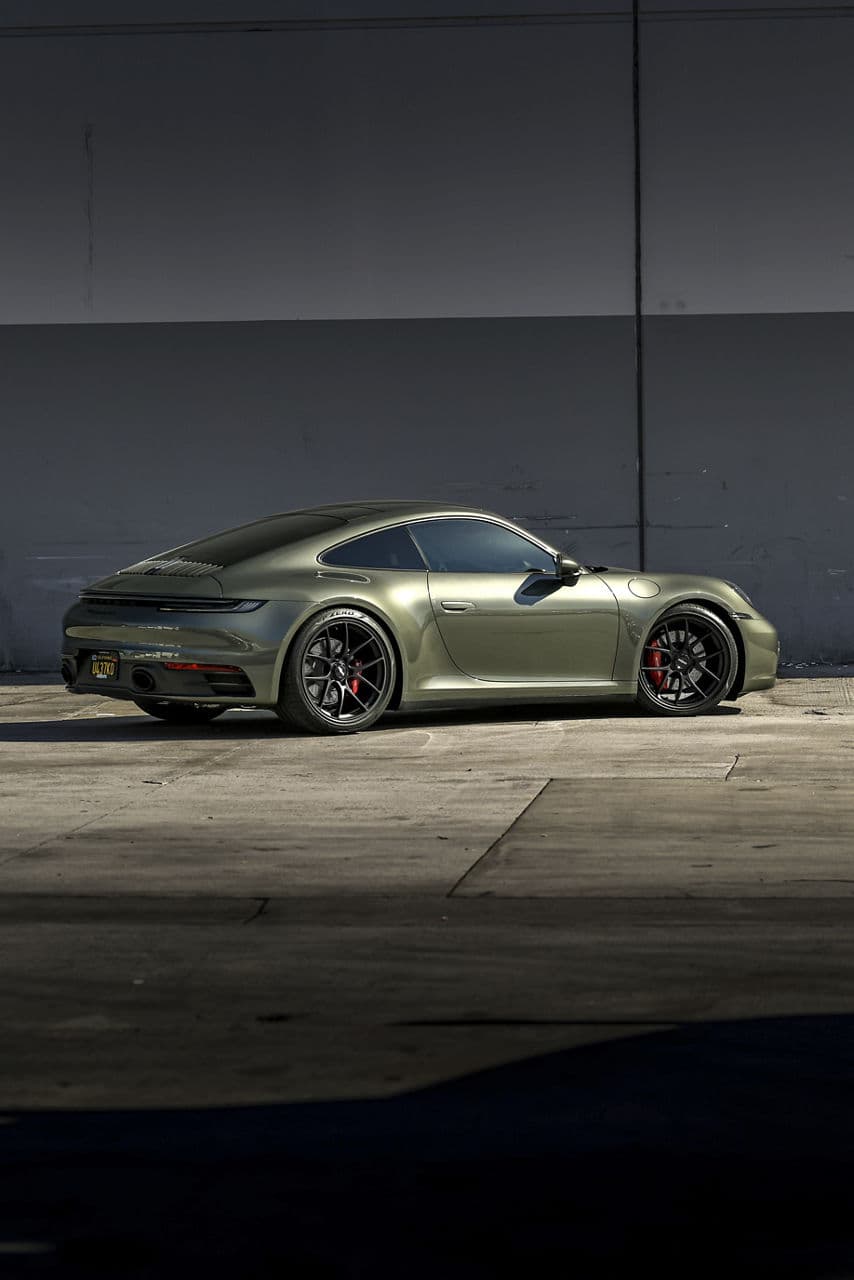Detail view of 2022 Porsche 992 with wheels