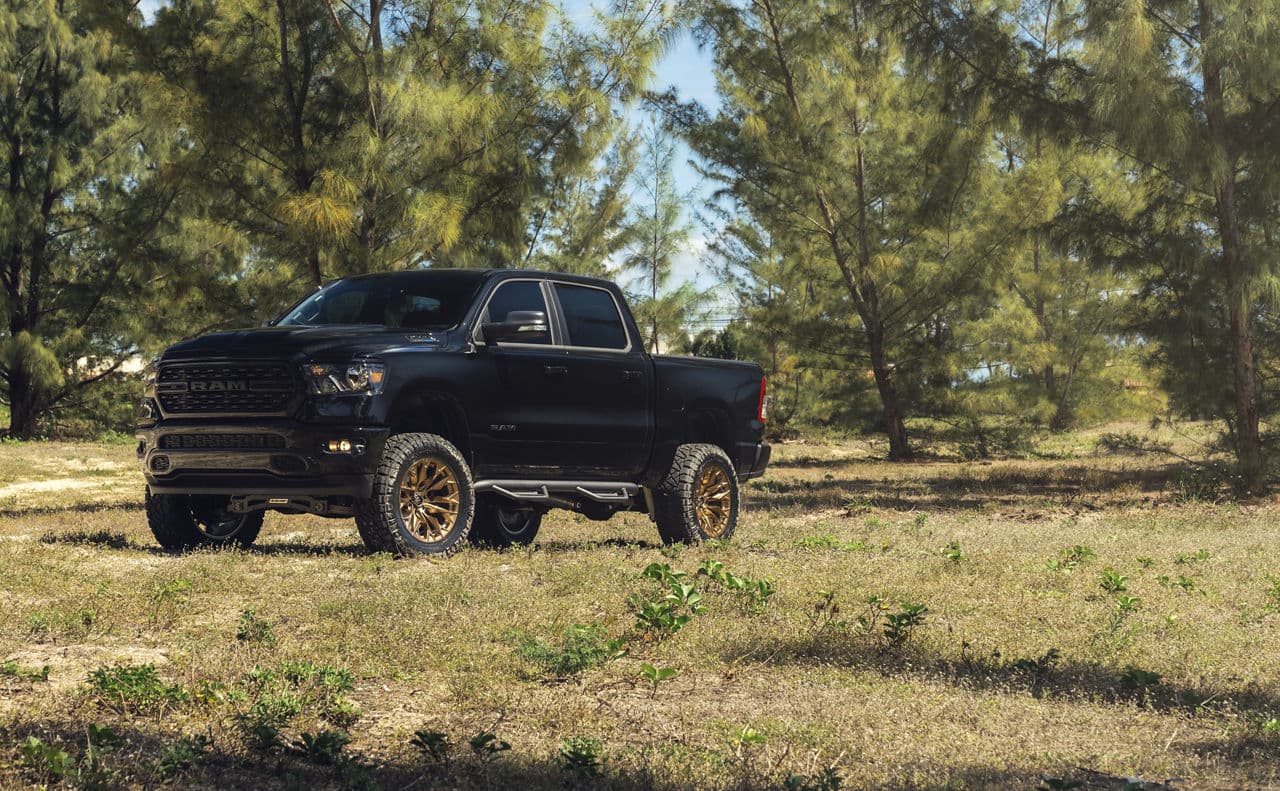 Rear view of 2022 Ram 1500 TRX with truck suv wheels