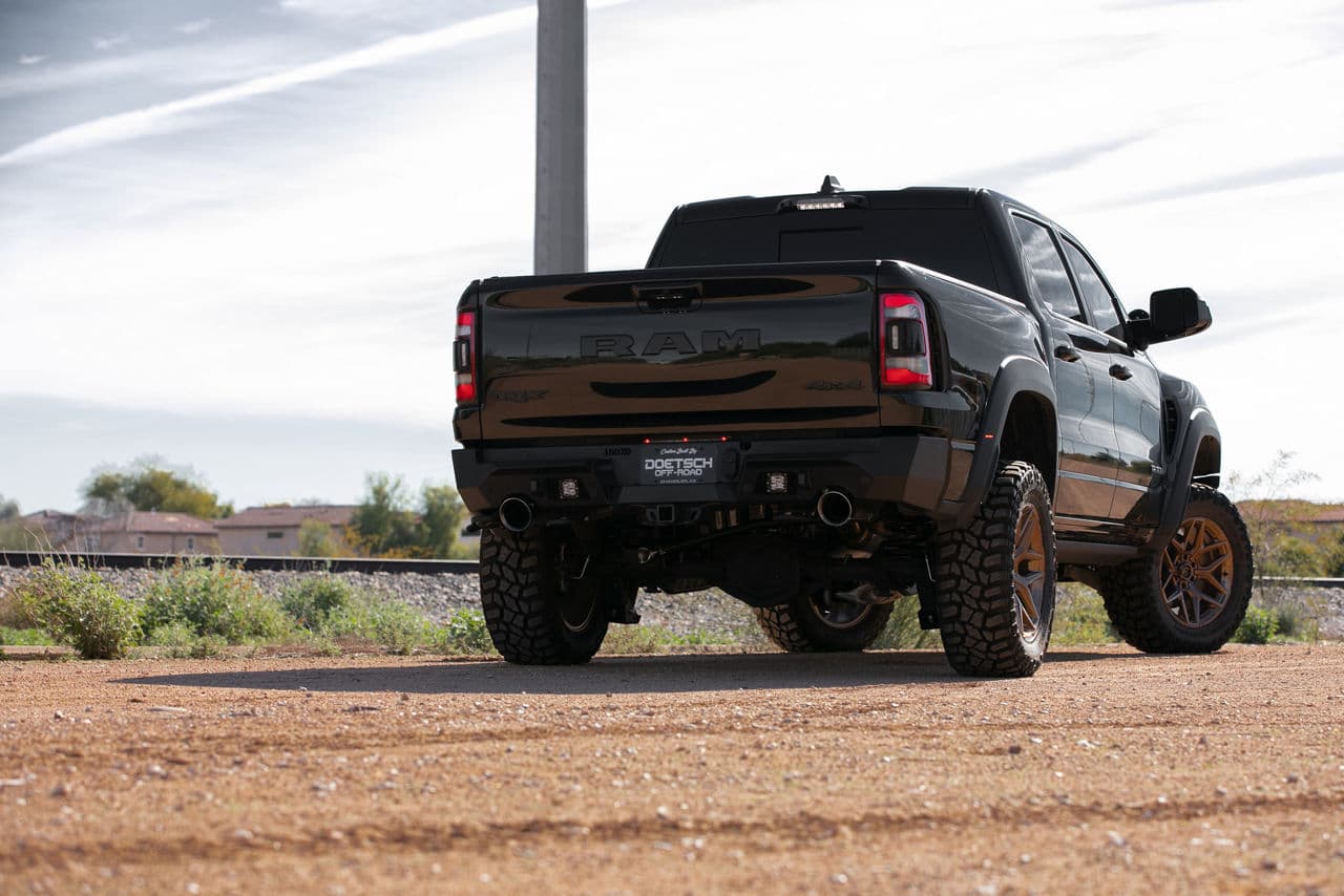 Rear view of 2022 Ram 1500 TRX with truck suv wheels