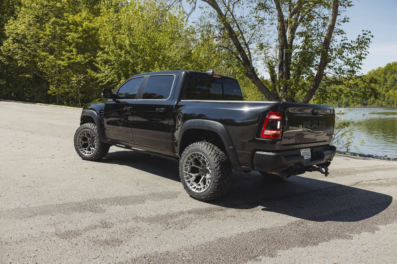 Rear view of 2022 Ram 1500 TRX with wheels