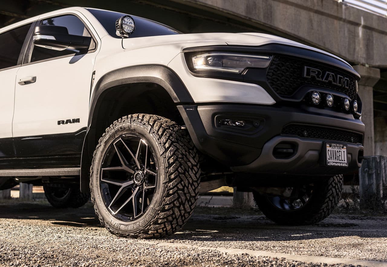 Rear view of 2022 Ram 1500 TRX with wheels