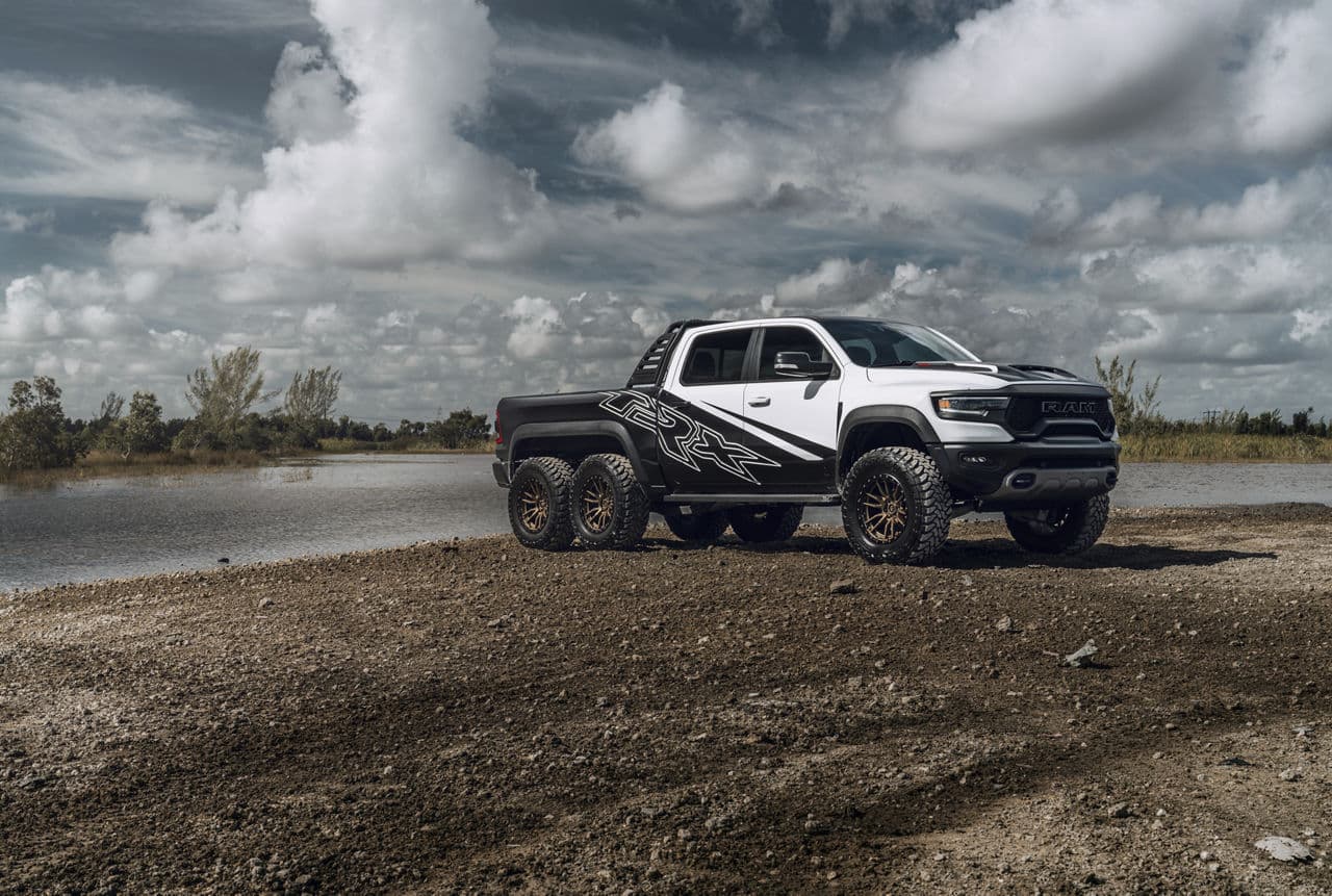Front view of 2022 Ram TRX 6X6 with truck suv wheels