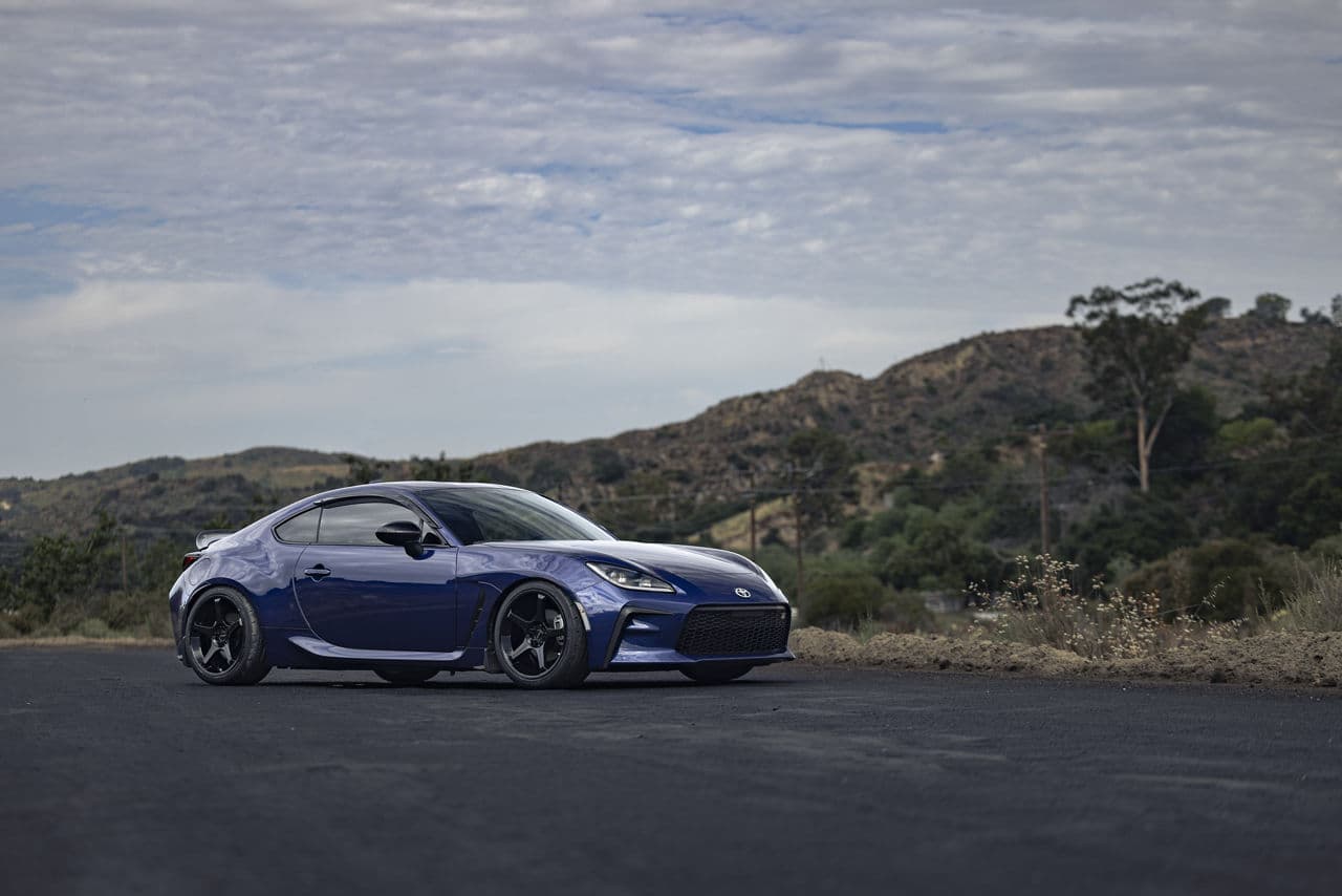 Side profile of 2022 Toyota GR86 with tuner wheels