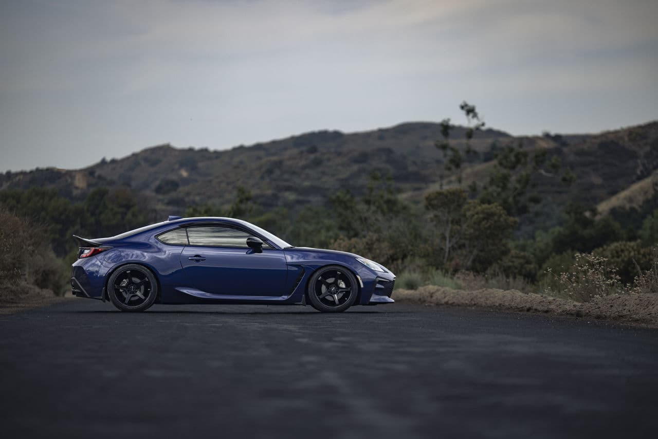 Rear view of 2022 Toyota GR86 with tuner wheels