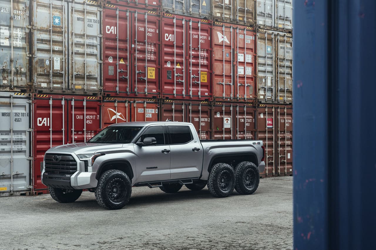 Rear view of 2022 Toyota Tundra with wheels