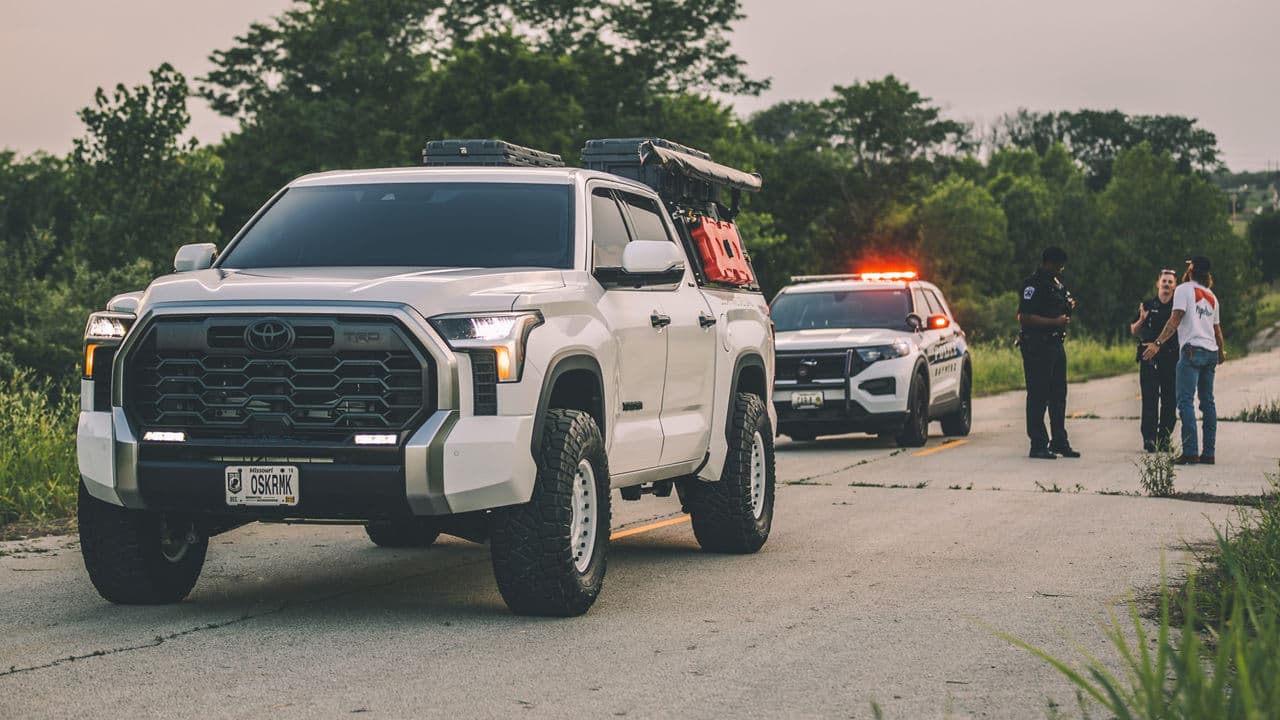 Rear view of 2022 Toyota Tundra with wheels