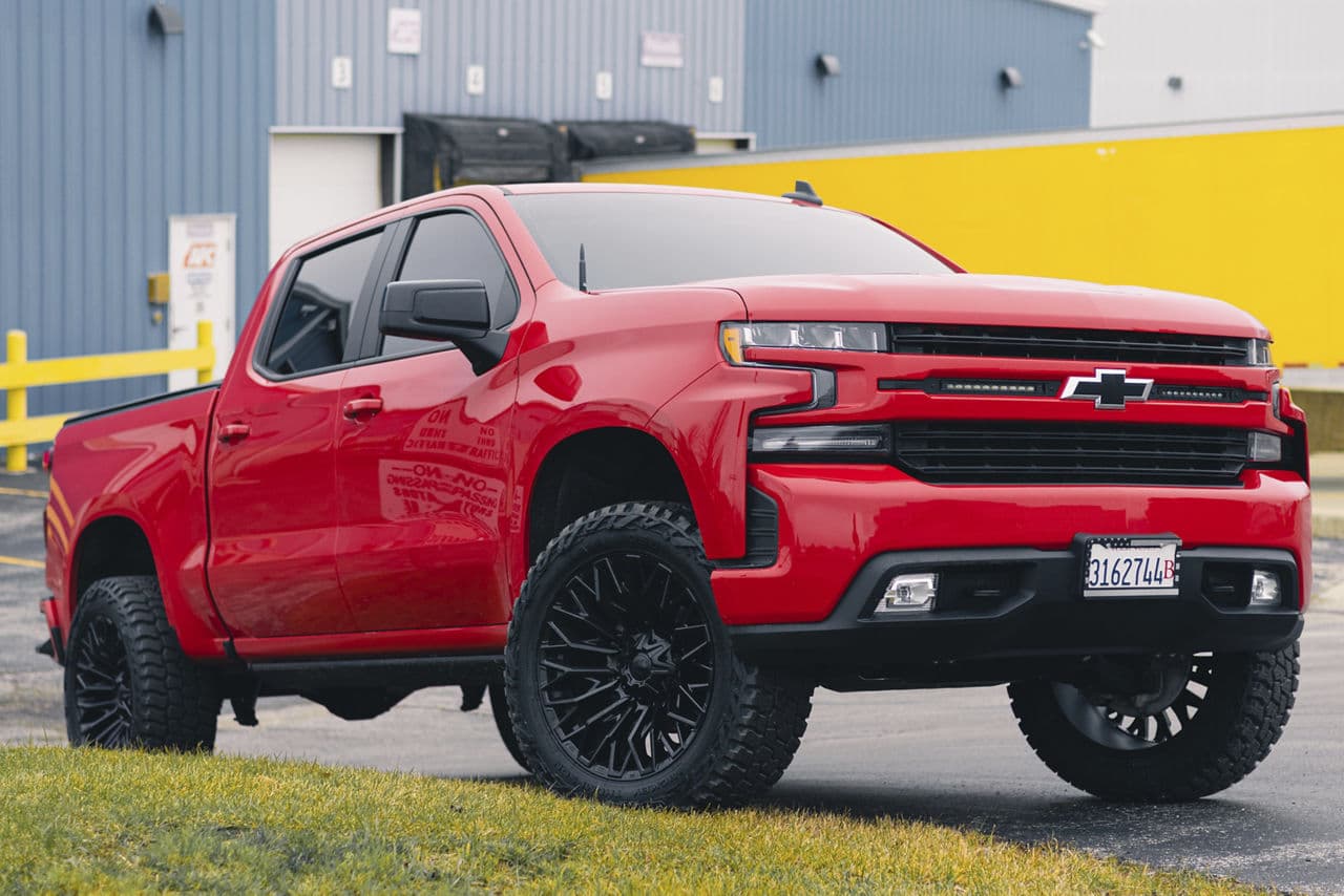 Detail view of 2023 Chevrolet Silverado with truck and suv wheels